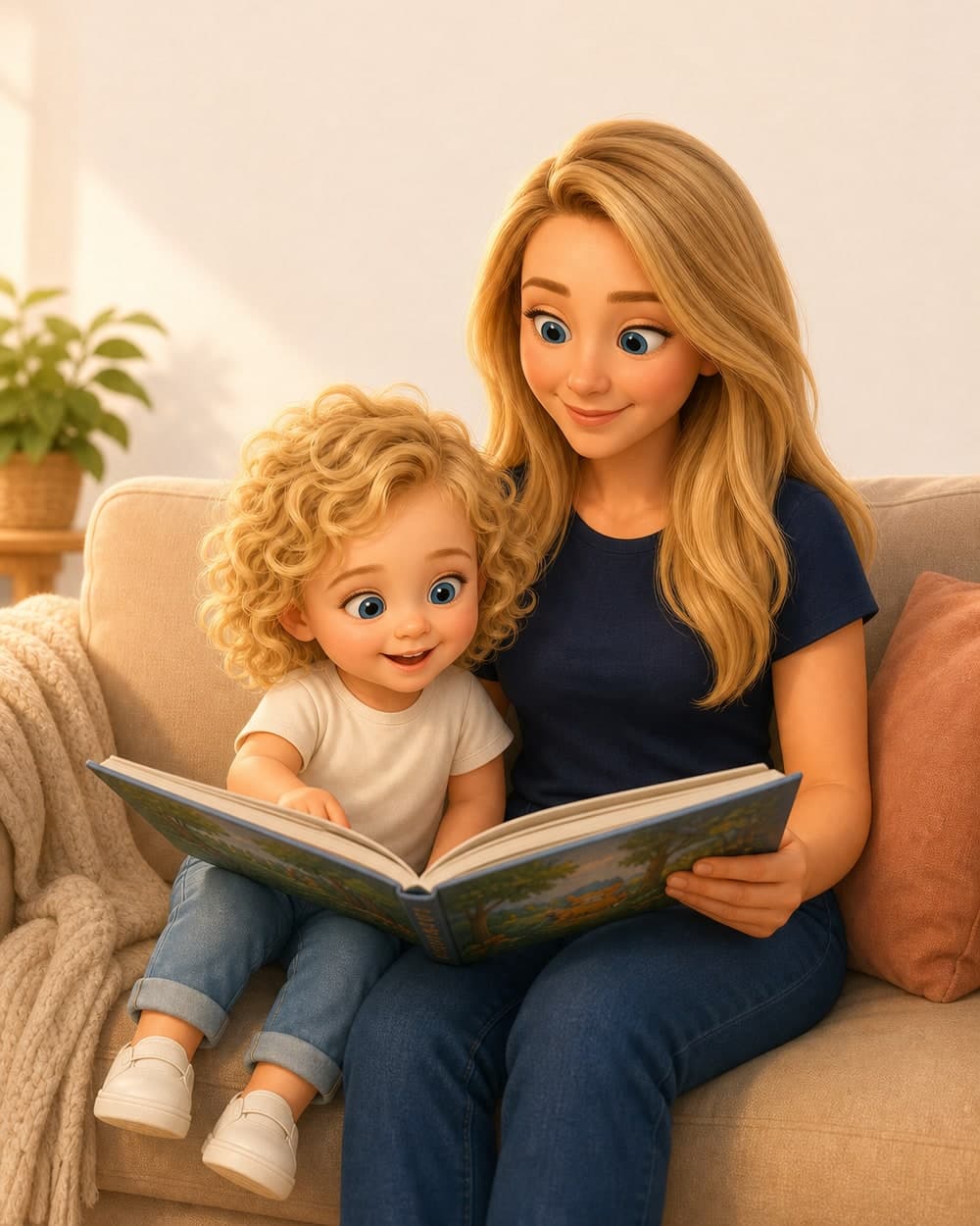A child reading their finished book