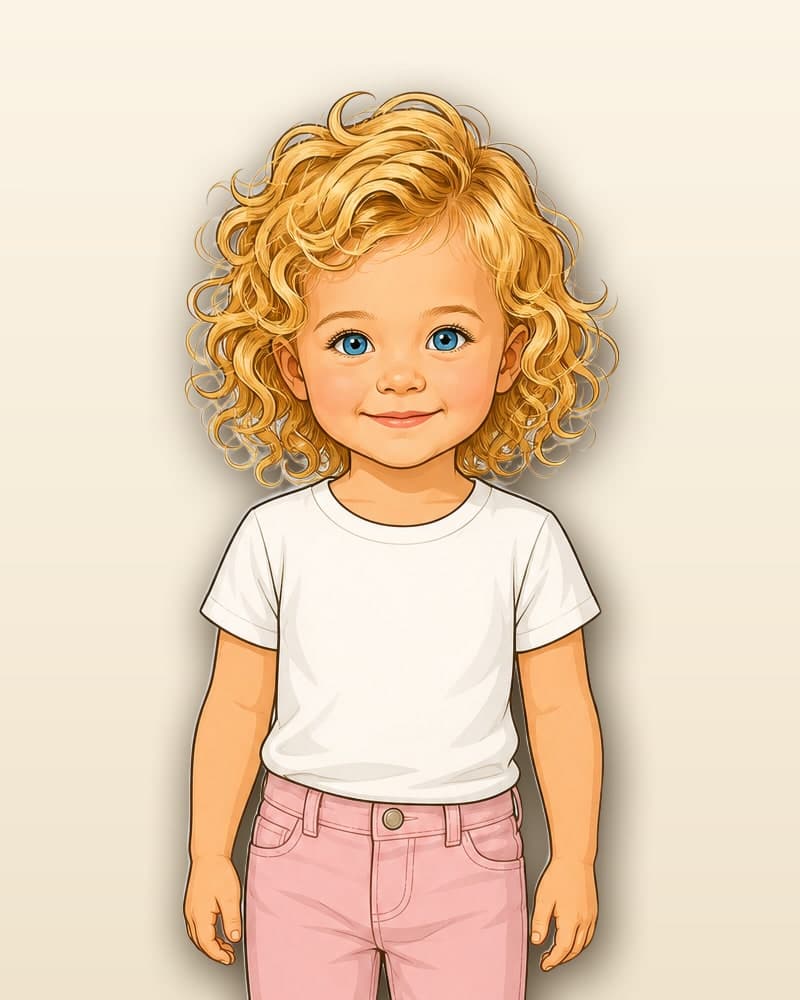 The same child drawn in the Comic Book style
