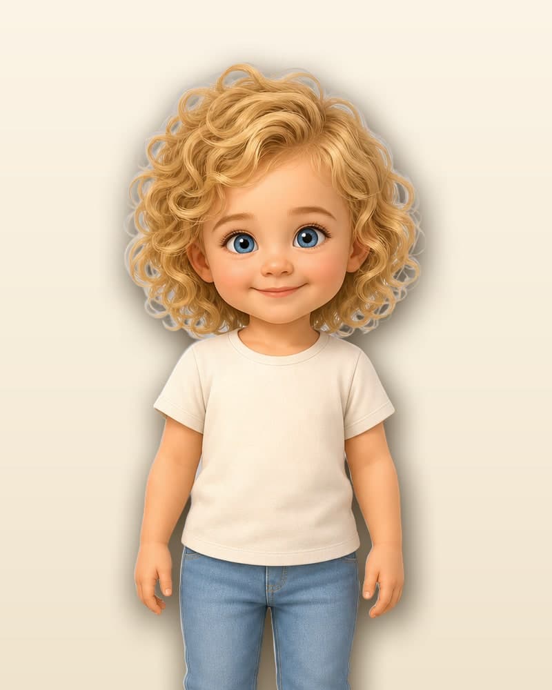 The same child drawn in the Classic 3D style