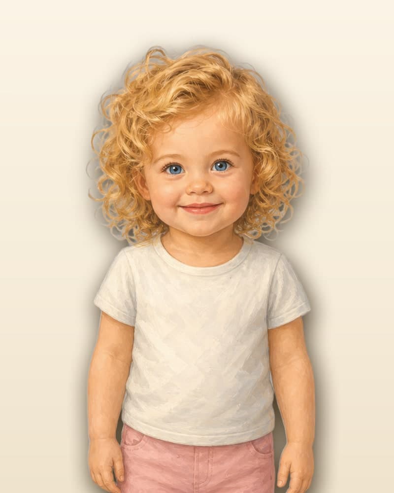 The same child drawn in the Painted Storybook style